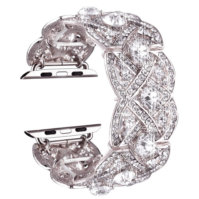 VIQIV Bling Bands for Apple Watch 40mm 44mm Iwatch Series 4 3 2 1, Diamond Rhinestone Stainless Steel Metal Bracelet Wristband Strap for Women - Image 1